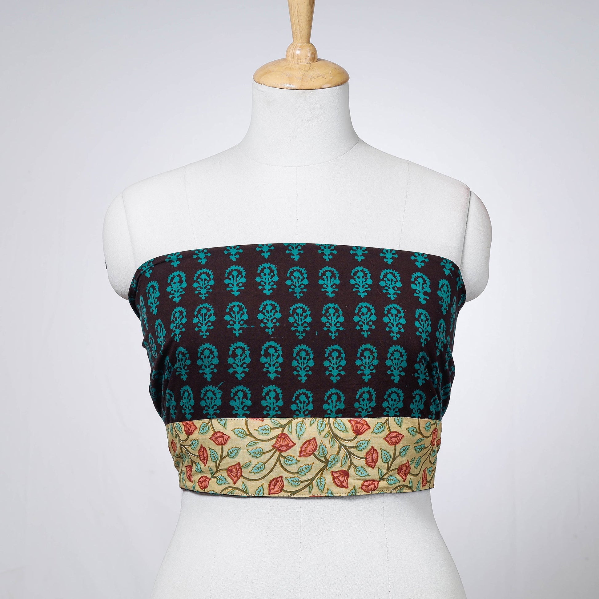 Black - Rangoli Bagh Block Printing Cotton Blouse Piece