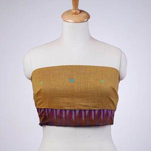 Brown - Rangoli Bengal Jamdani Buti Blouse Piece with Ikat Border