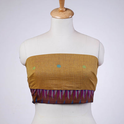 Brown - Rangoli Bengal Jamdani Buti Blouse Piece with Ikat Border