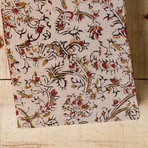 Beige - Kalamkari Fabric Cover Handmade Paper Notebook (7 x 5 in)