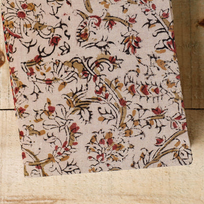 Beige - Kalamkari Fabric Cover Handmade Paper Notebook (7 x 5 in)