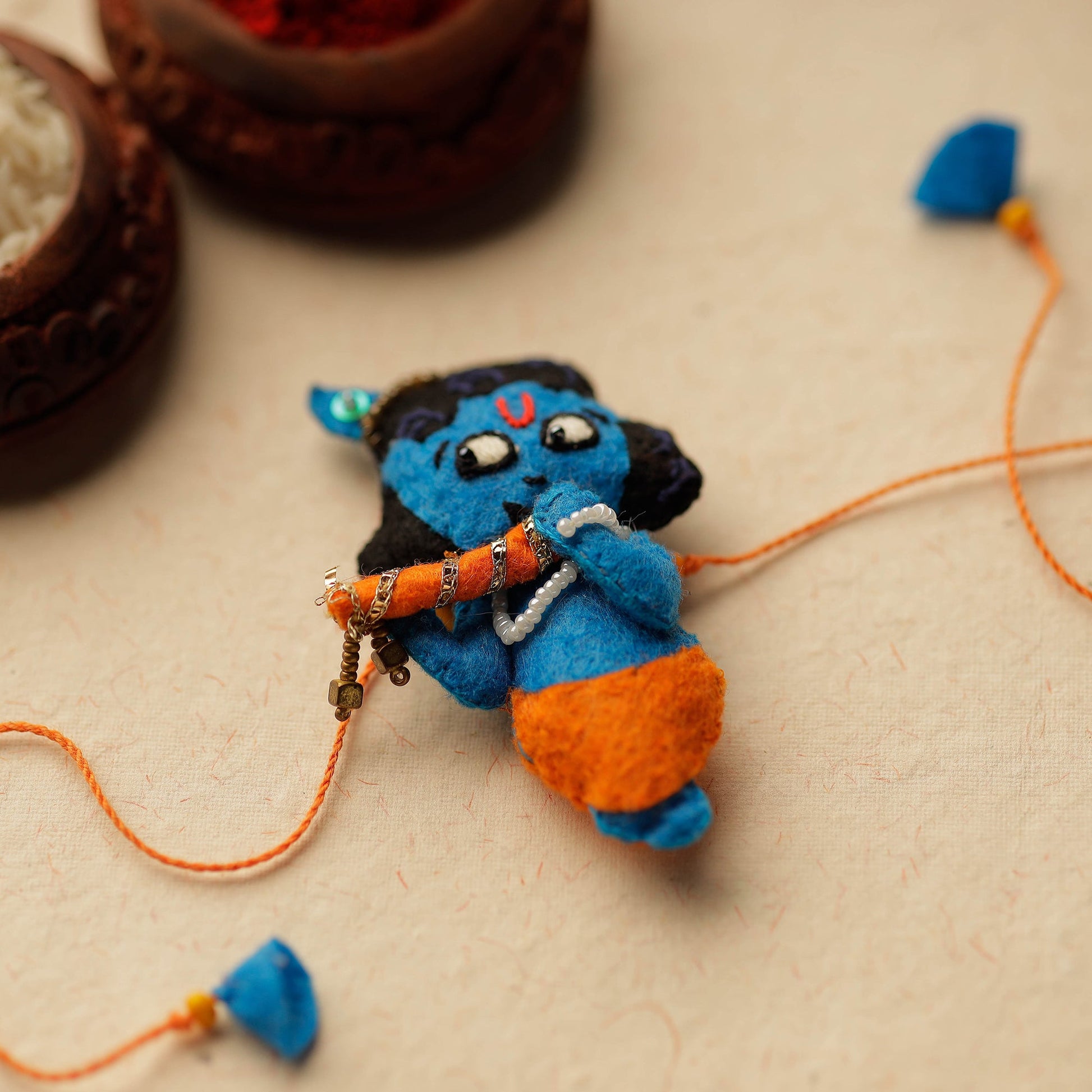 Bal Krishna - Hand Embroidered & Felt Work Kids Rakhi 05