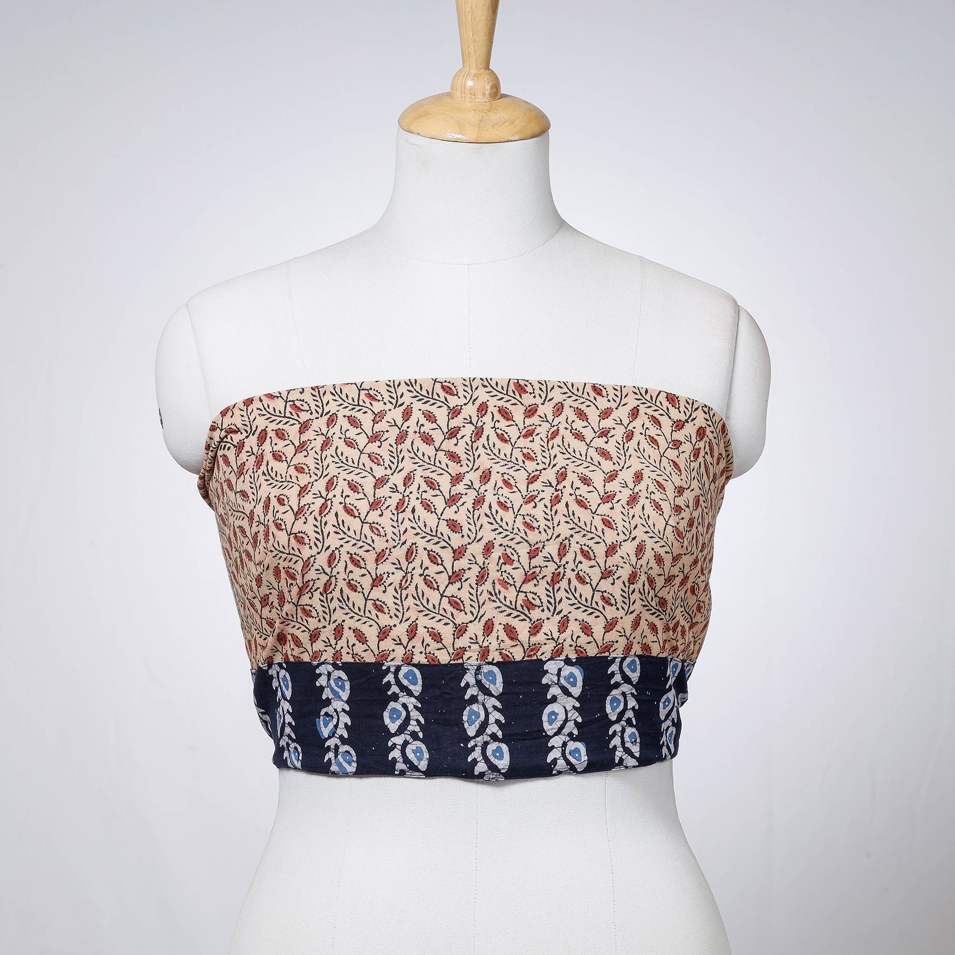 Beige - Rangoli Kalamkari Block Printed Cotton Blouse Piece