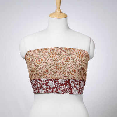 Beige - Rangoli Kalamkari Block Printed Cotton Blouse Piece