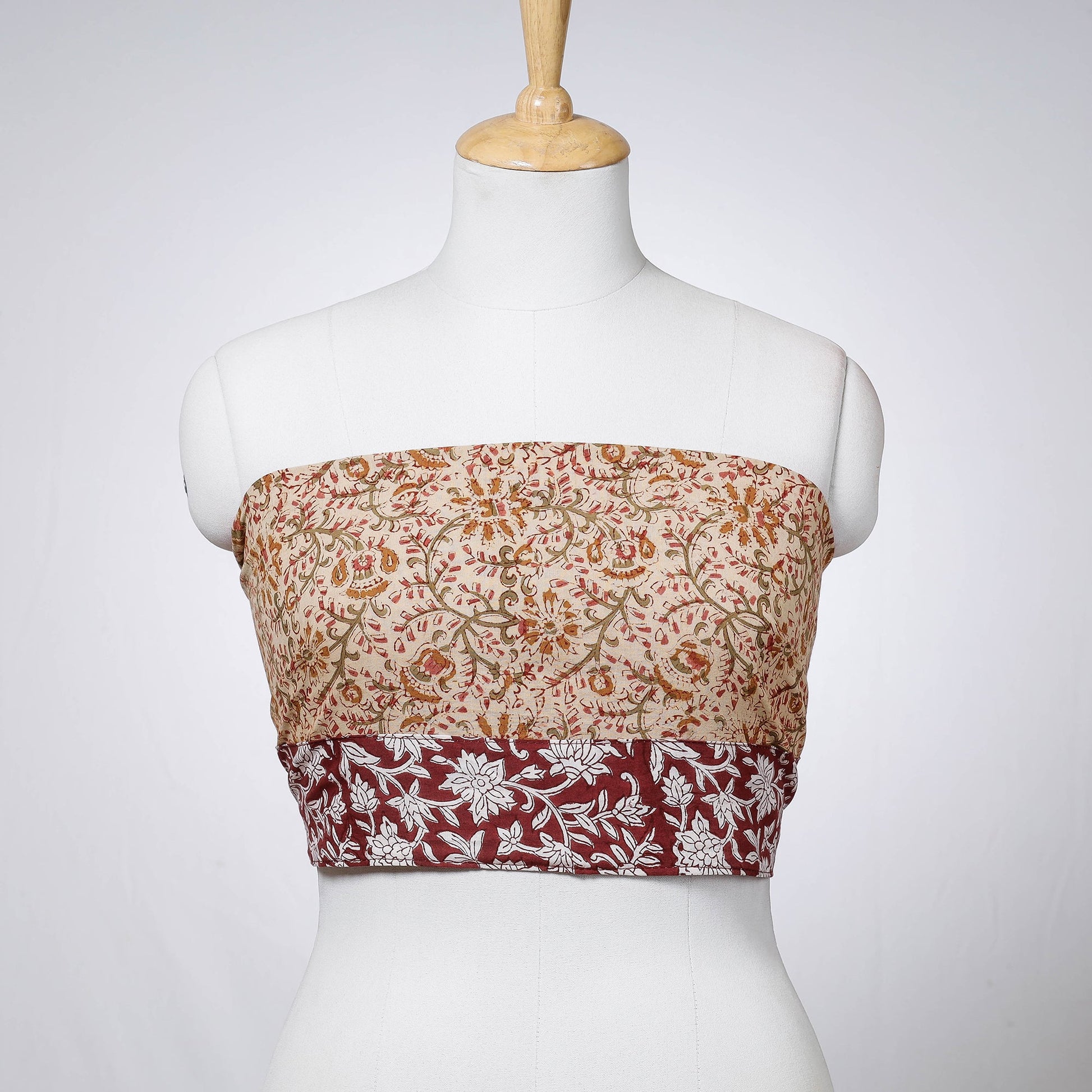 Beige - Rangoli Kalamkari Block Printed Cotton Blouse Piece