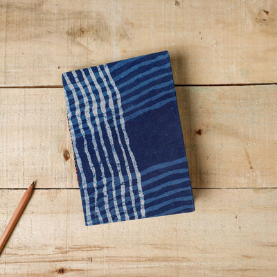 Blue - Bindaas Fabric Cover Handmade Paper Notebook (7 x 5 in)