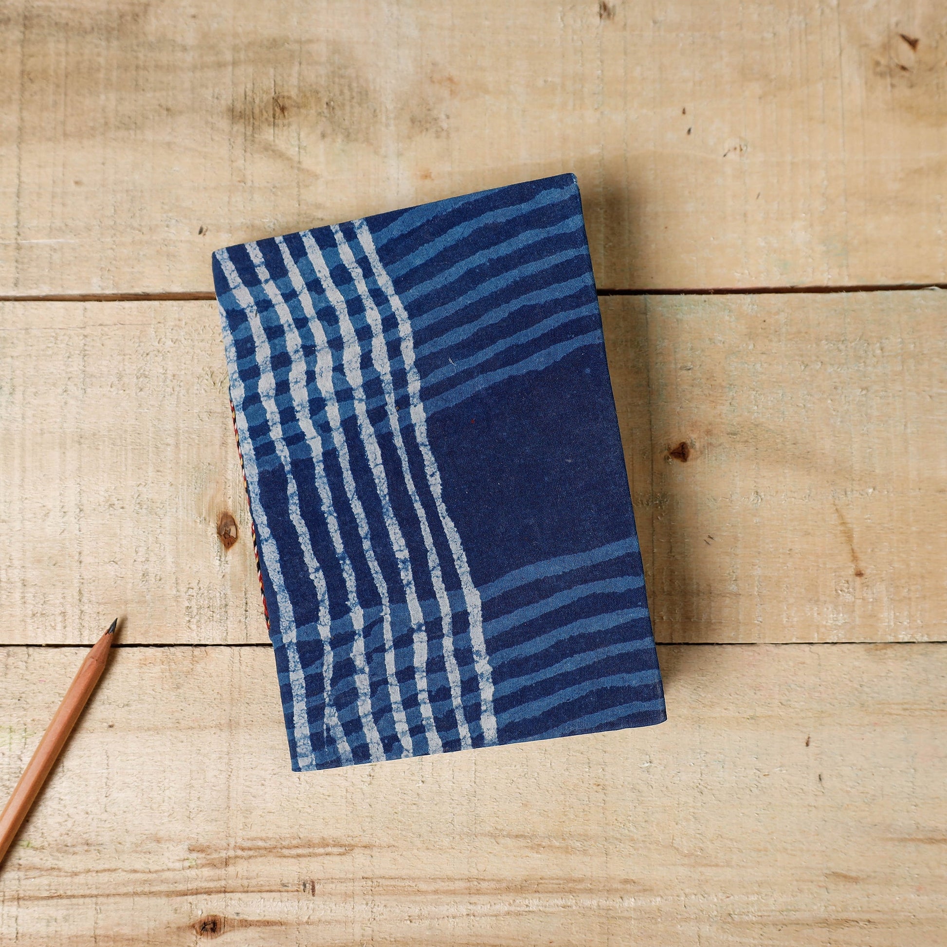 Blue - Bindaas Fabric Cover Handmade Paper Notebook (7 x 5 in)