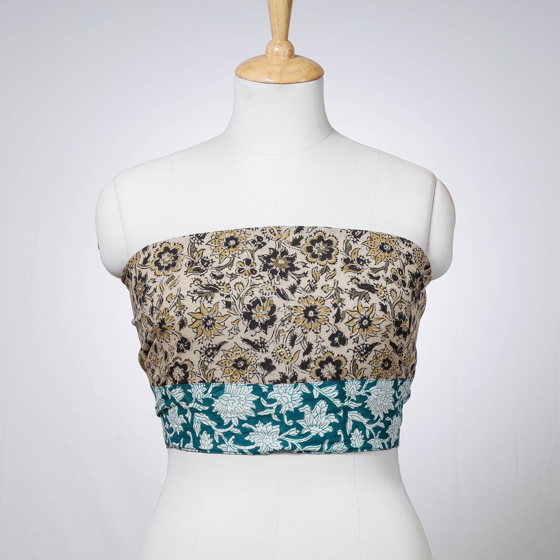 Beige - Rangoli Kalamkari Block Printed Cotton Blouse Piece