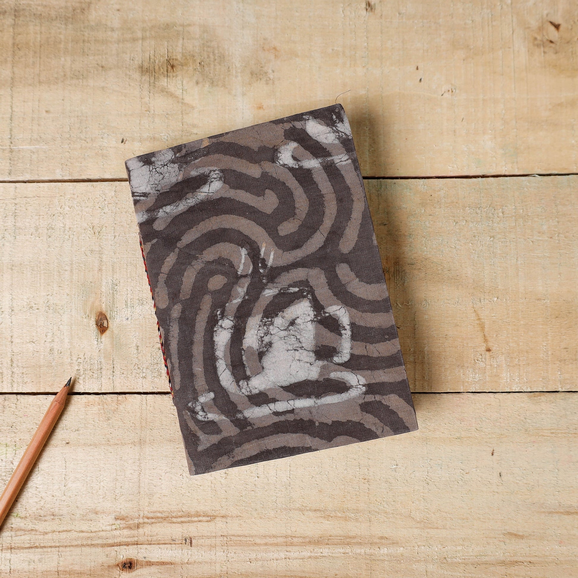 Brown - Bindaas Fabric Cover Handmade Paper Notebook (7 x 5 in)