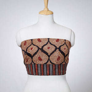 Brown - Rangoli Kalamkari Block Printing Cotton Blouse Piece