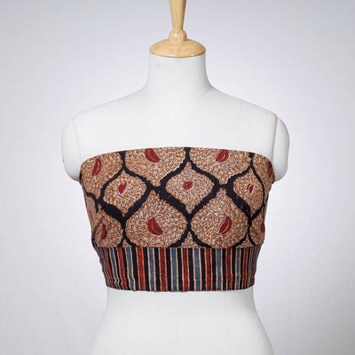Brown - Rangoli Kalamkari Block Printing Cotton Blouse Piece