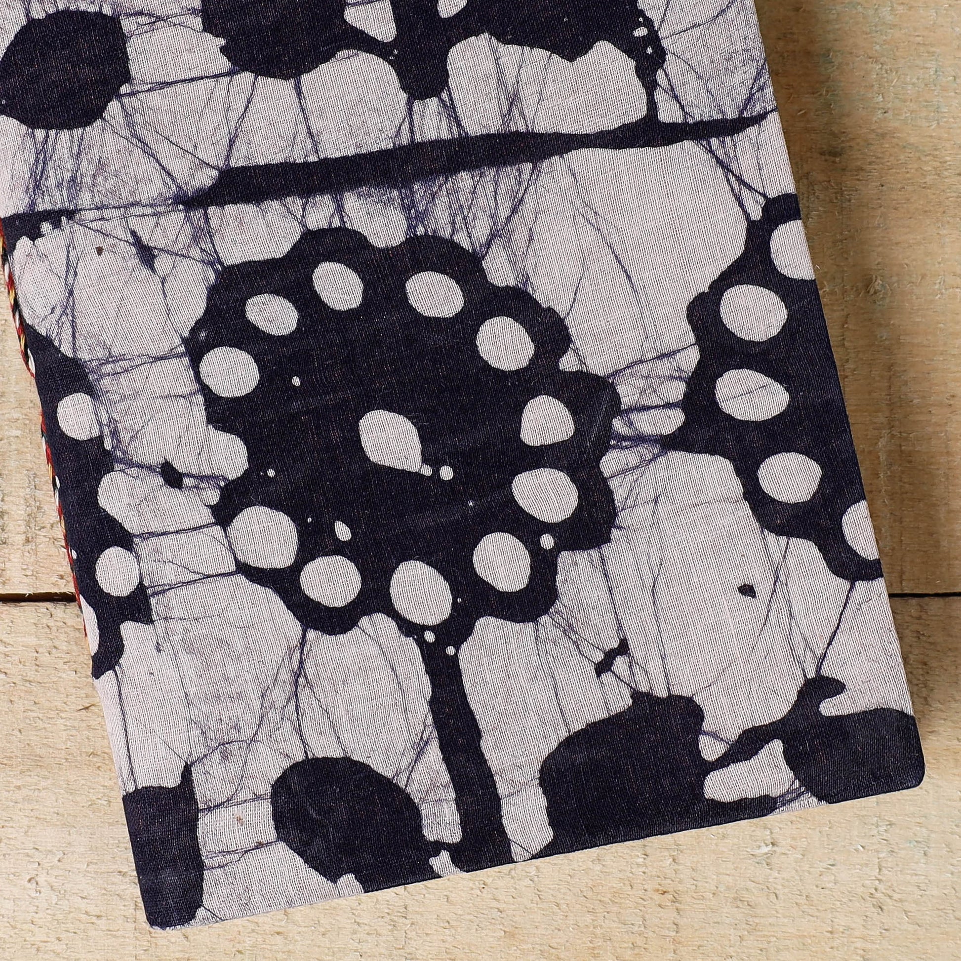 Blue - Batik Fabric Cover Handmade Paper Notebook (7 x 5 in)