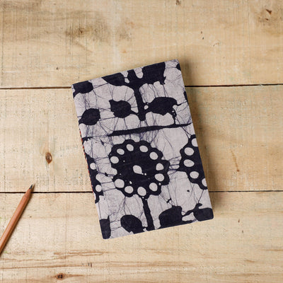 Blue - Batik Fabric Cover Handmade Paper Notebook (7 x 5 in)