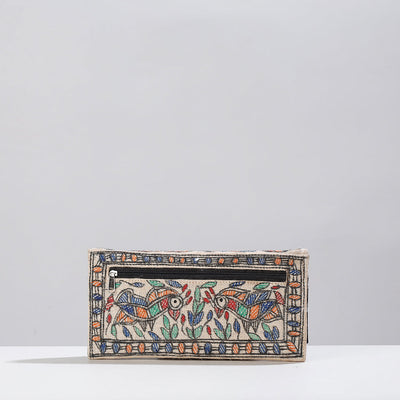 Beige - Madhubani Handpainted Jute Cotton Clutch