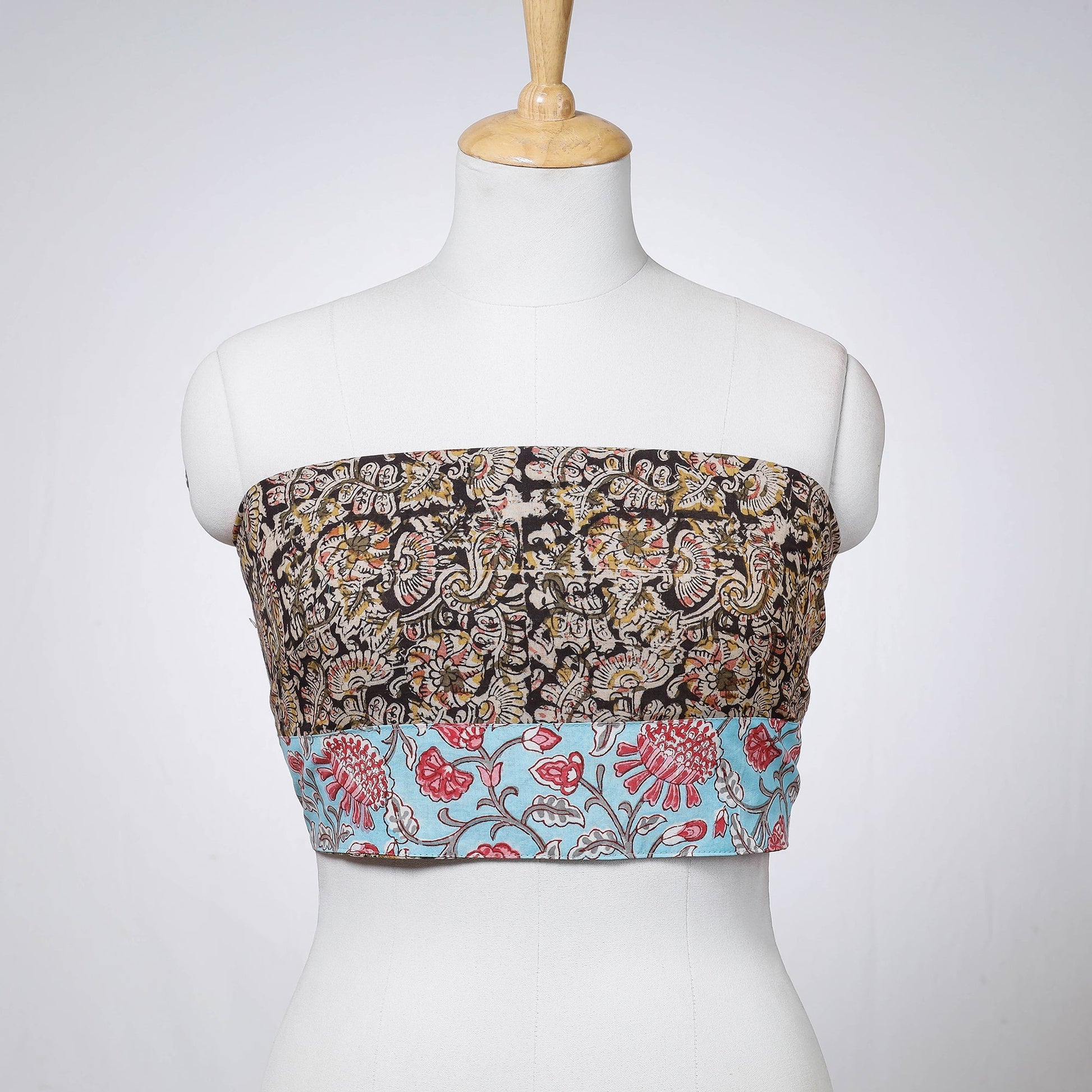 Black - Rangoli Kalamkari Block Printed Cotton Blouse Piece