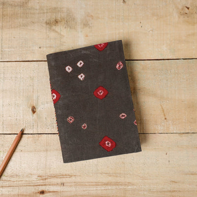 Brown - Bandhani Fabric Cover Handmade Paper Notebook (7 x 5 in)