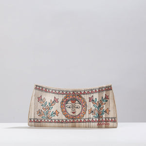 Beige - Madhubani Handpainted Tussar Silk Clutch