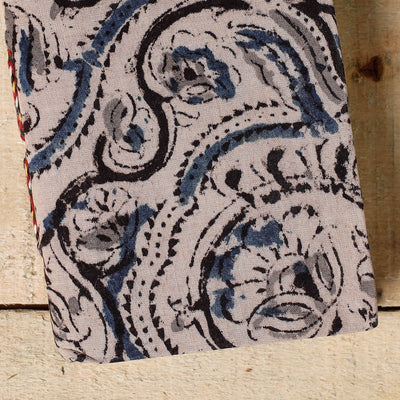 Beige - Kalamkari Fabric Cover Handmade Paper Notebook (5 x 3 in)