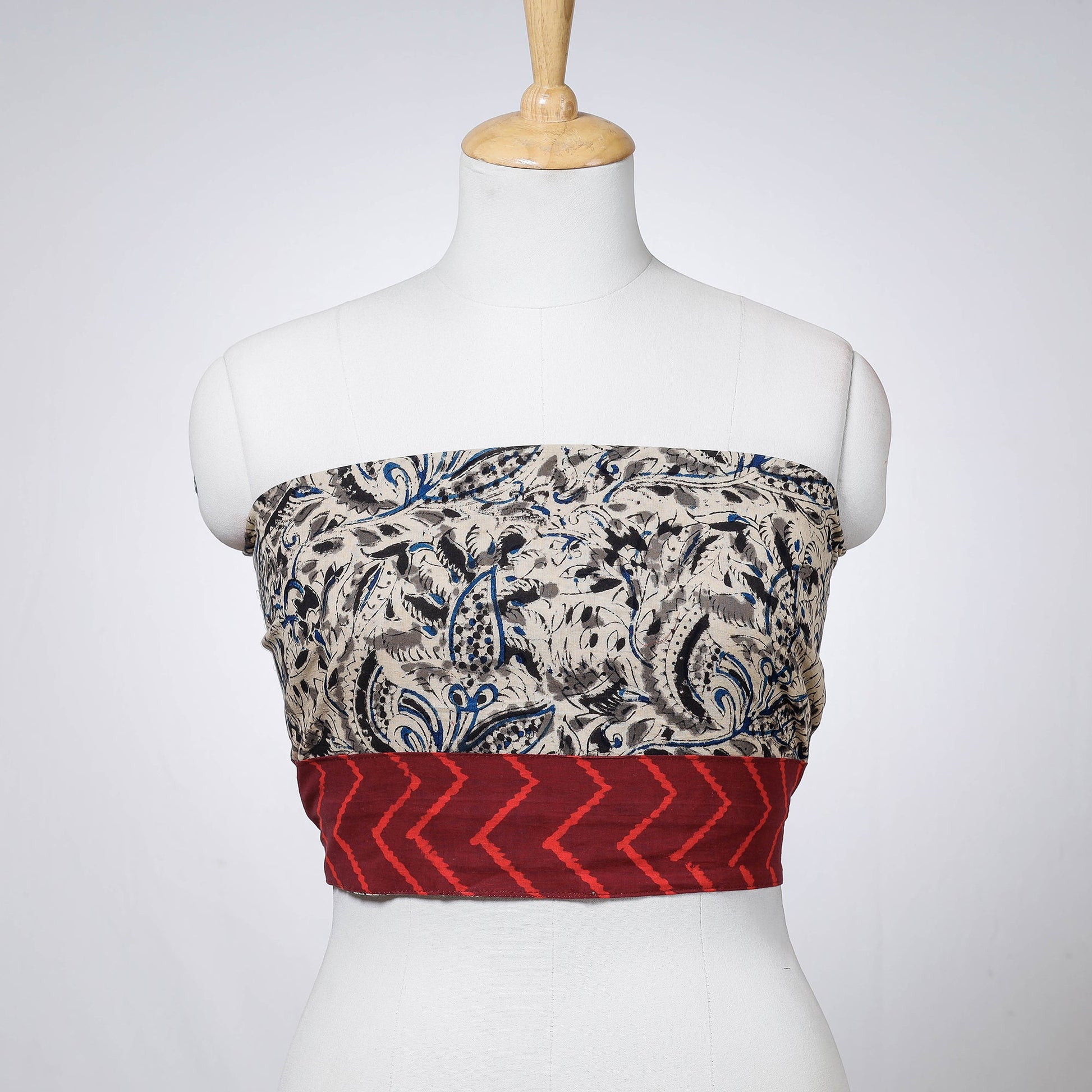 Beige - Rangoli Kalamkari Block Printed Cotton Blouse Piece
