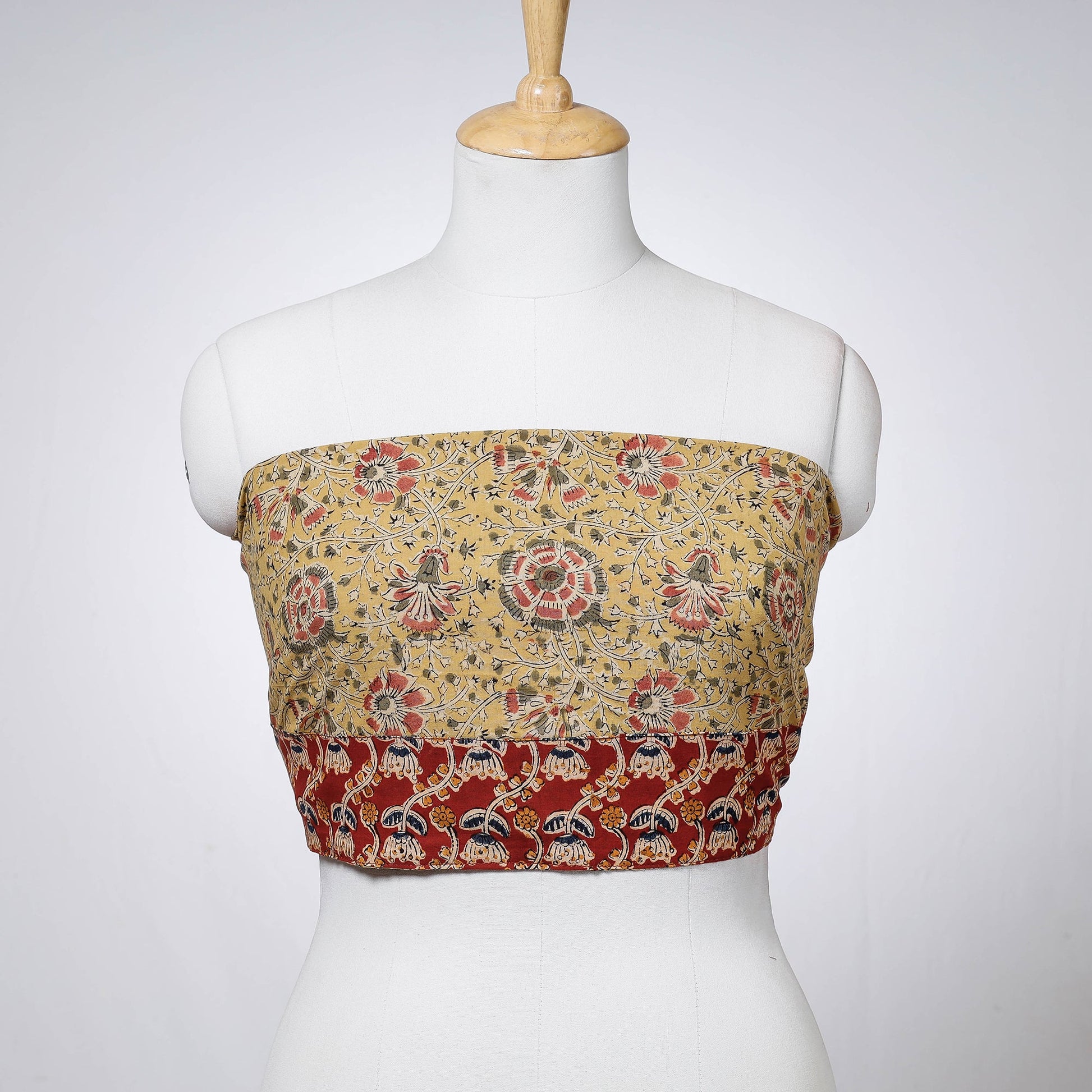 Beige - Rangoli Kalamkari Block Printed Cotton Blouse Piece