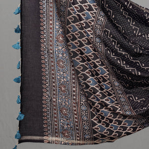 Beige - 3pc Ajrakh Block Printed Cotton Suit Material Set
