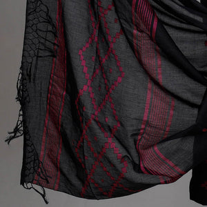 Black - 2pc Phulia Jamdani Weave Handloom Cotton Suit Material Set
