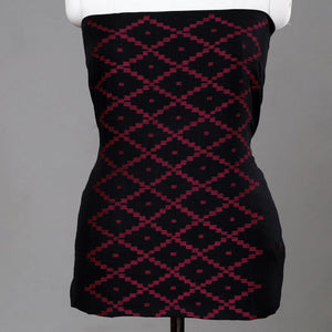 Black - 2pc Phulia Jamdani Weave Handloom Cotton Suit Material Set