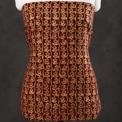 Brown - Hand Batik Printed Cotton Tagai Work Kurta Material