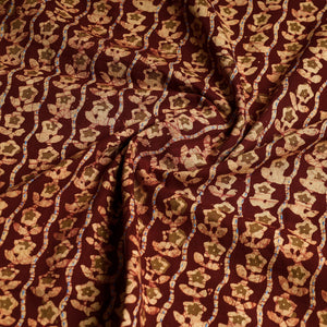 Brown - Hand Batik Printed Cotton Tagai Work Kurta Material