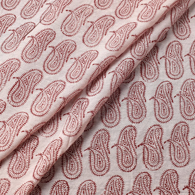 Beige - Chanderi Silk Handloom Bagh Block Print Fabric