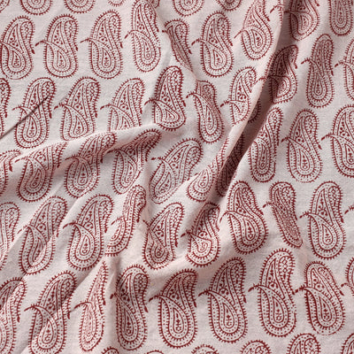 Beige - Chanderi Silk Handloom Bagh Block Print Fabric