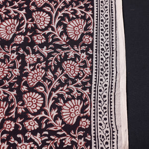Black - Chanderi Silk Handloom Bagh Block Print Fabric
