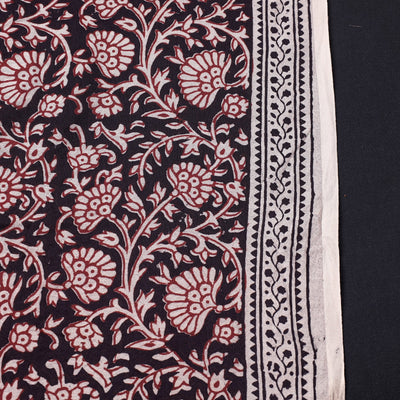 Black - Chanderi Silk Handloom Bagh Block Print Fabric