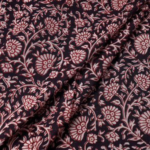 Black - Chanderi Silk Handloom Bagh Block Print Fabric