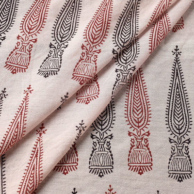 Beige - Bagh Hand Block Printed Chanderi Silk Handloom Fabric