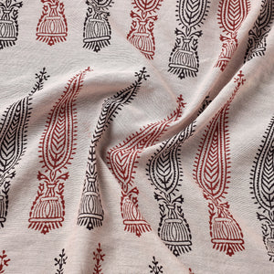 Beige - Bagh Hand Block Printed Chanderi Silk Handloom Fabric