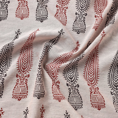 Beige - Bagh Hand Block Printed Chanderi Silk Handloom Fabric