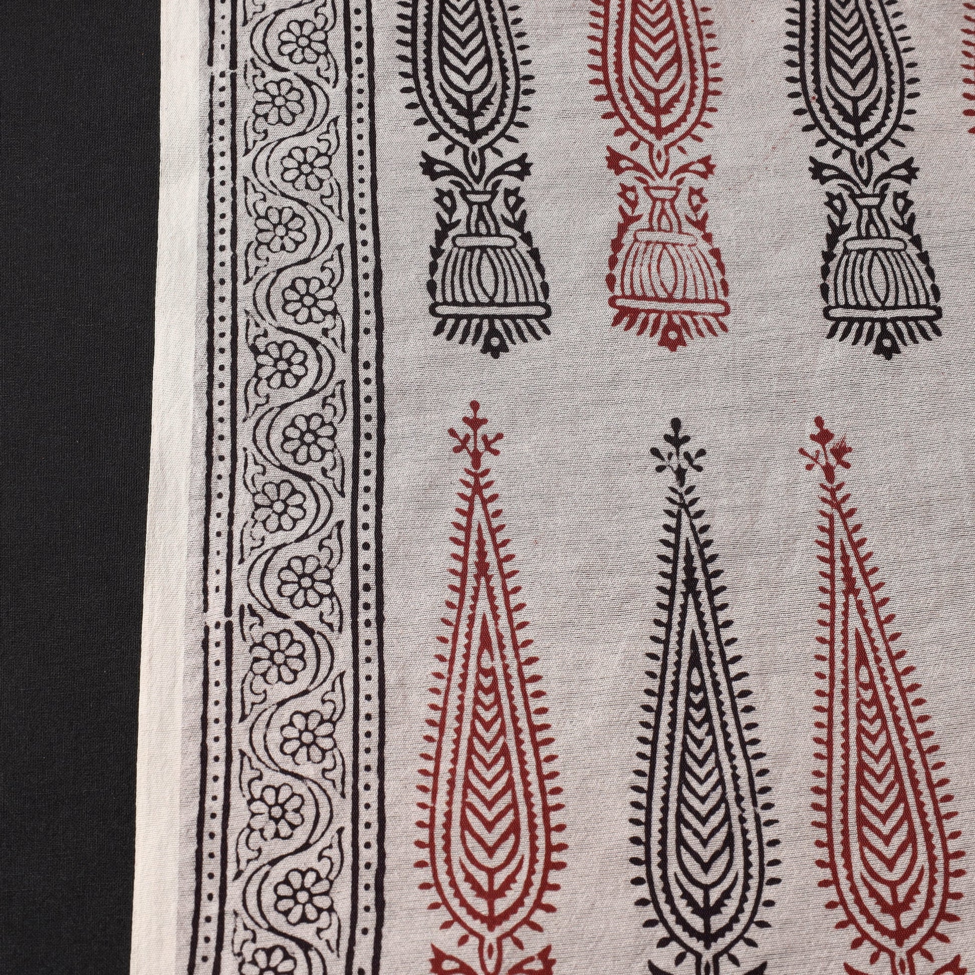 Beige - Bagh Hand Block Printed Chanderi Silk Handloom Fabric