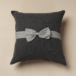 Black - Jacquard Cotton Fabric Cushion Cover (16 x 16 in)