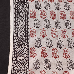 Beige - Chanderi Silk Handloom Bagh Block Print Fabric