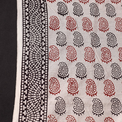 Beige - Chanderi Silk Handloom Bagh Block Print Fabric