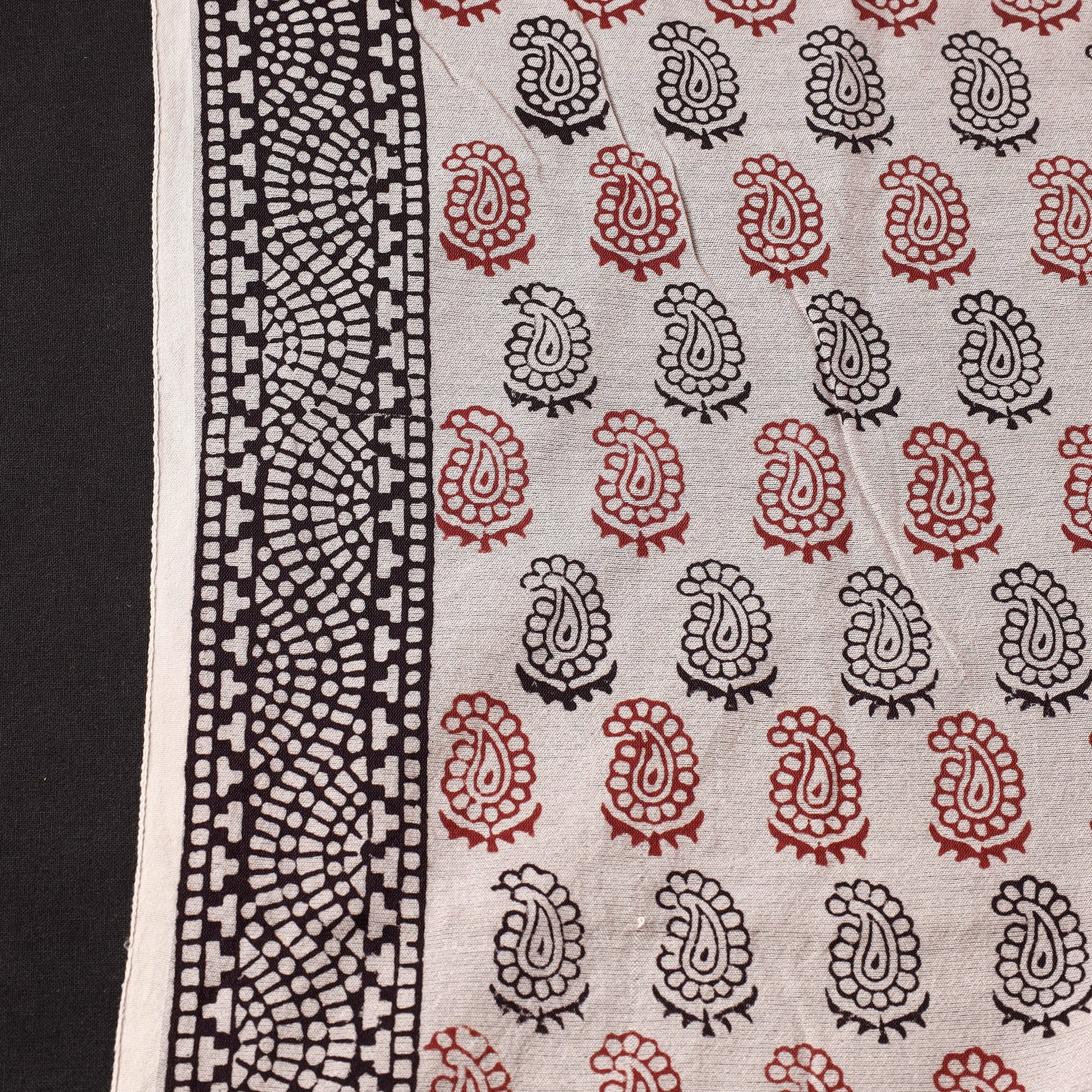 Beige - Chanderi Silk Handloom Bagh Block Print Fabric