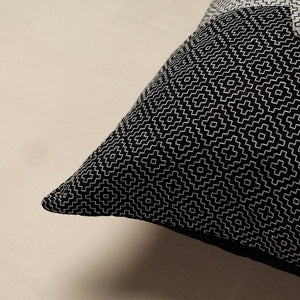 Black - Jacquard Cotton Fabric Cushion Cover (16 x 16 in)