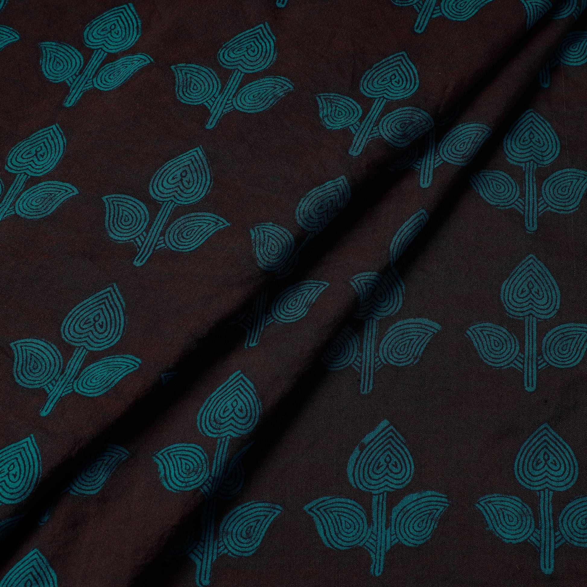 Black - Chanderi Silk Handloom Bagh Block Print Fabric