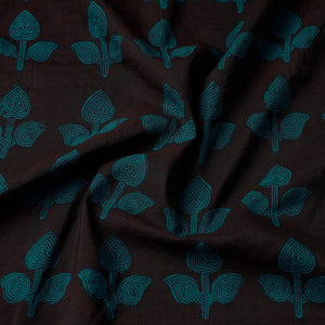 Black - Chanderi Silk Handloom Bagh Block Print Fabric
