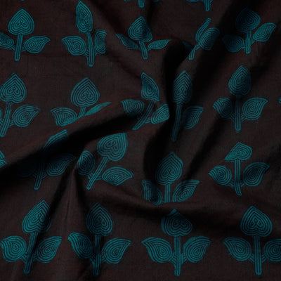 Black - Chanderi Silk Handloom Bagh Block Print Fabric