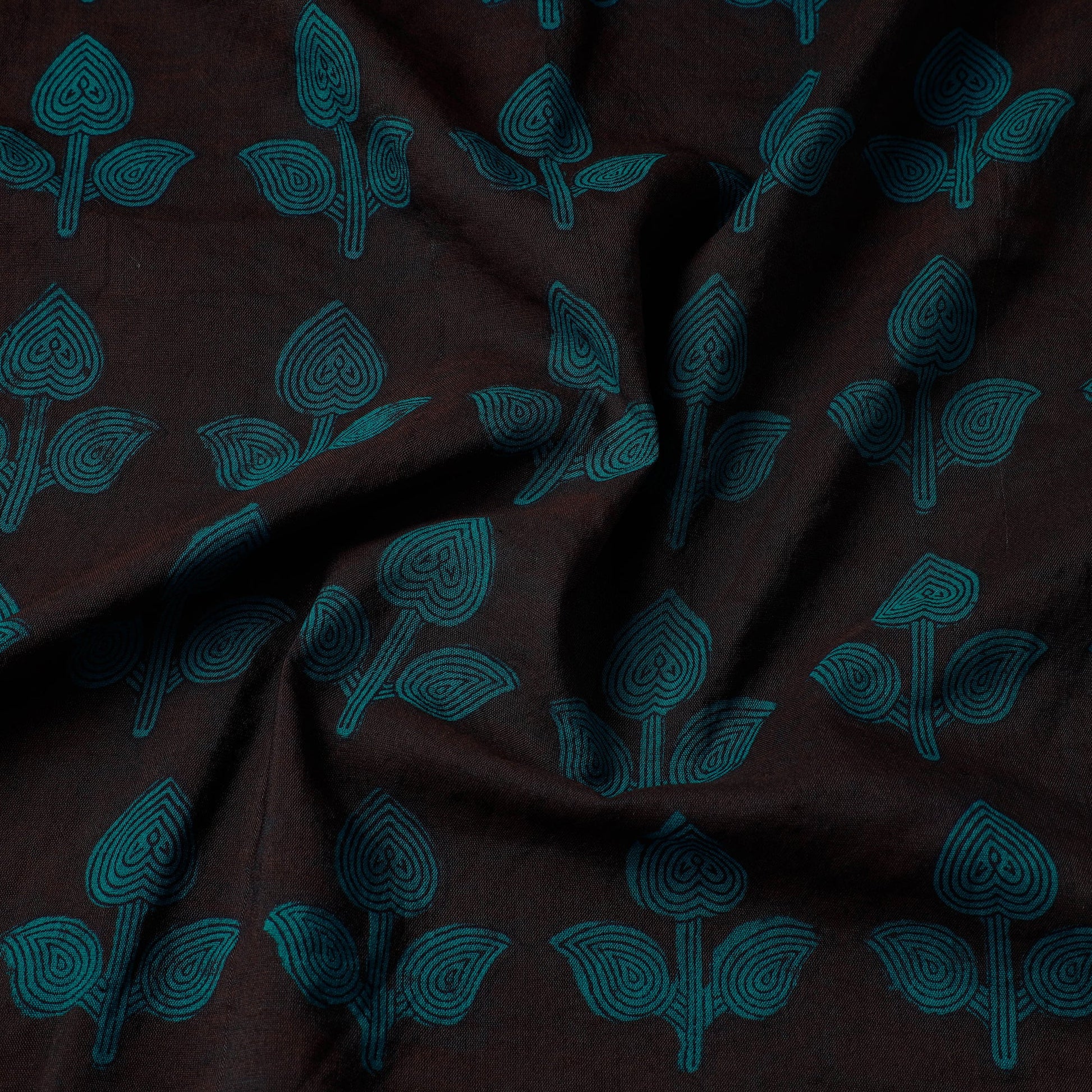 Black - Chanderi Silk Handloom Bagh Block Print Fabric