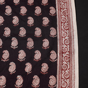 Black - Bagh Hand Block Printed Chanderi Silk Handloom Fabric