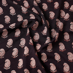 Black - Bagh Hand Block Printed Chanderi Silk Handloom Fabric
