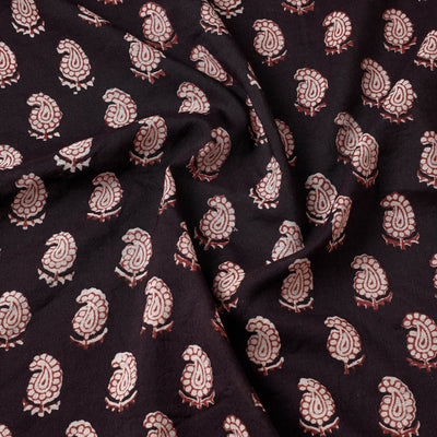 Black - Bagh Hand Block Printed Chanderi Silk Handloom Fabric